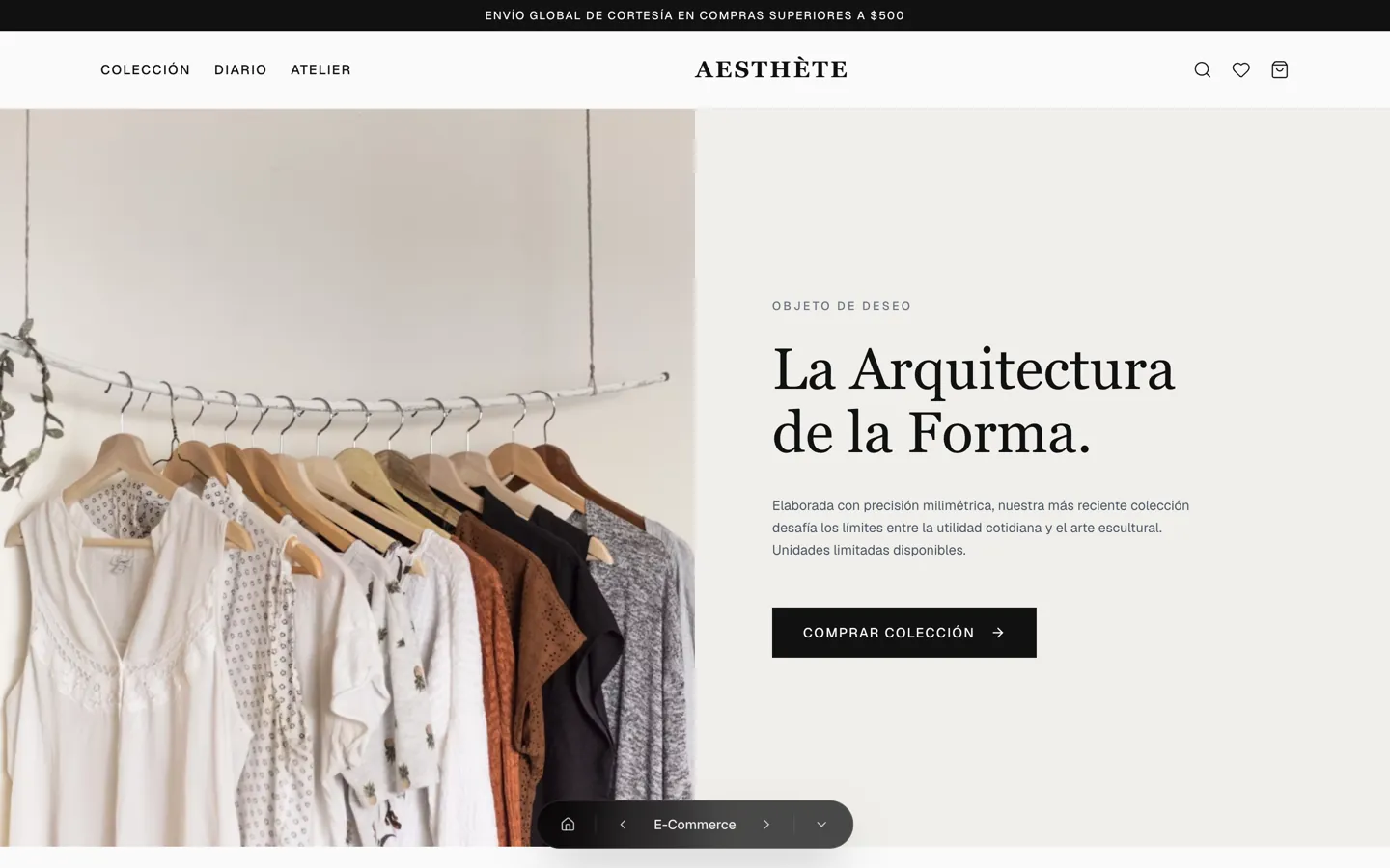 Captura de la demo E-commerce de lujo
